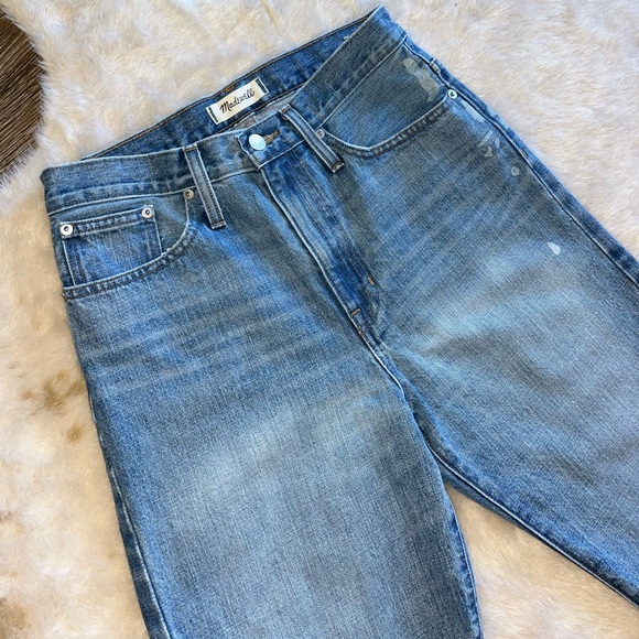 Madewell The Dadjean: Bleached Edition High-Rise Light Wash Splatter Jeans 26 - Picture 8 of 16